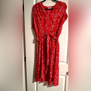 Max Studio Red Floral Midi Dress